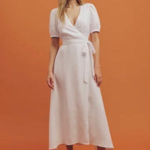 Reformation Linen Midi Wrap Dress